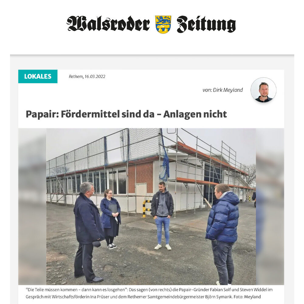Papair Presseartikel von Walsroder Zeitung jetzt mehr erfahren