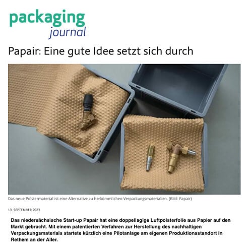 Papair press article from packaging journal learn more now