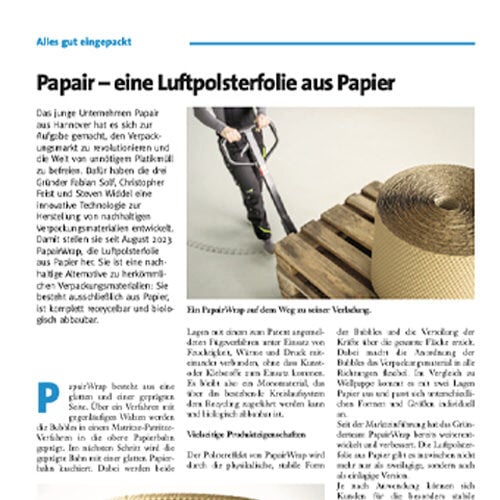 Papair press article from VDI Magazin learn more now